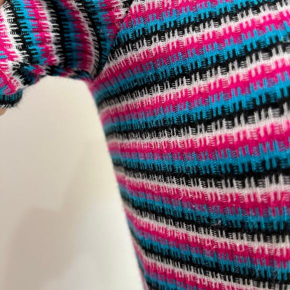 Y2K Vintage Striped Ribbed Cropped Half Zip Heart Charm Juniors Size L (12-14) - Picture 6 of 9